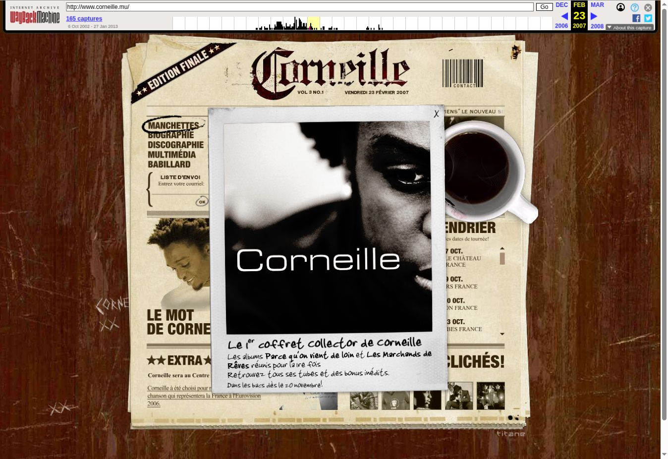 Aperçu de la page d’accueil de corneille.mu
